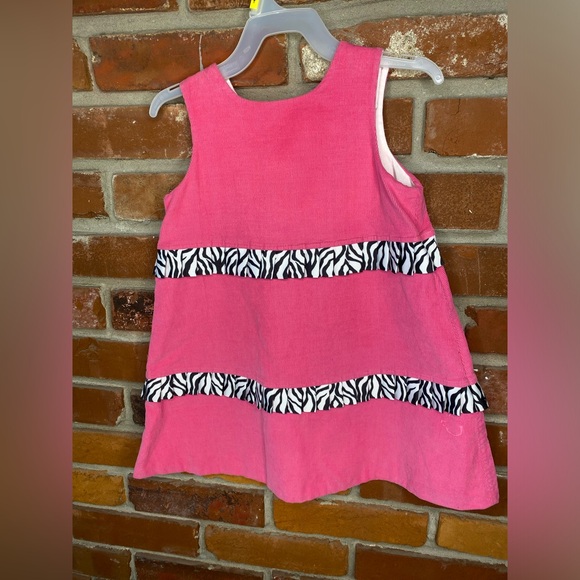 Mulberry St Pink and Zebra Print Corduroy Smocked Dress Size 3T - Picture 2 of 4